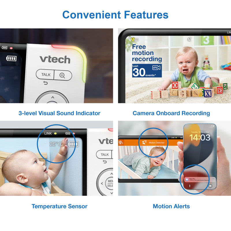 VTech Baby 5" Pan & Tilt Smart High-Definition Video Monitor - White