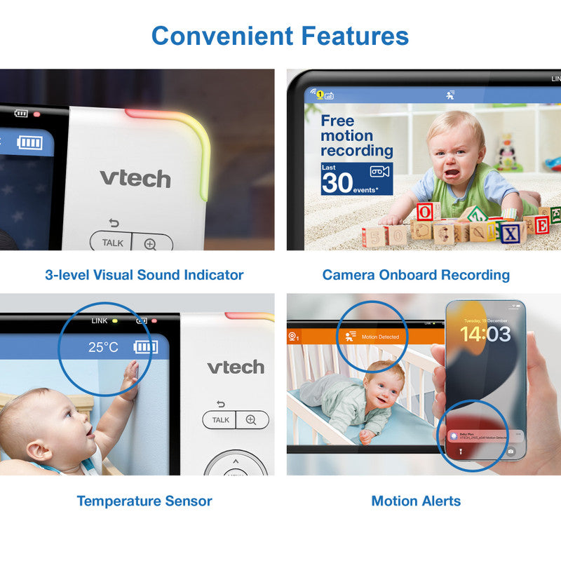 VTech Baby 7" Pan & Tilt Smart High-Definition Video Monitor - White