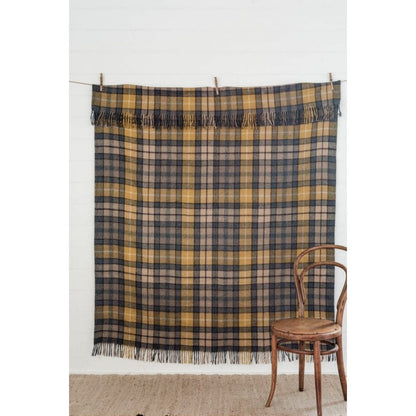 The Grampians Goods Co Recycled Wool Scottish Tartan Blankets - Gold