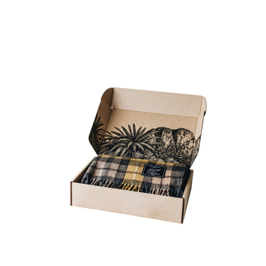 The Grampians Goods Co Recycled Wool Scottish Tartan Blankets - Gold