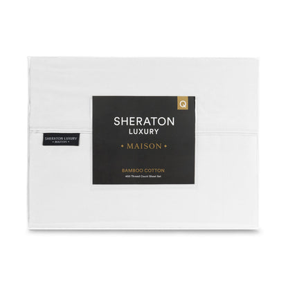 Sheraton Luxury Bamboo/Cotton King Bed Sheet Set - White