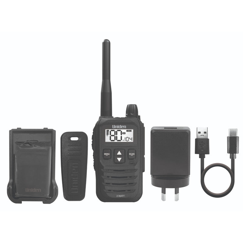 Uniden 2 Watt UHF Handheld 2-Way Radio - Black