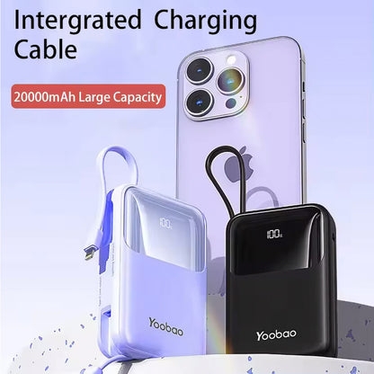 Yoobao Digital Screen Built-in Cable Powerbank 20000mAh - Purple