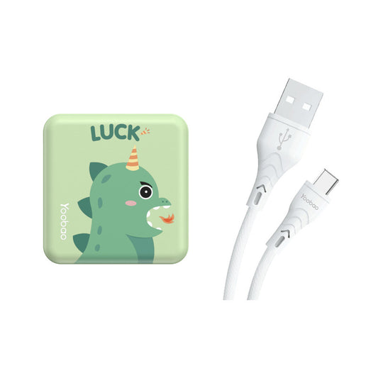 Yoobao Two Output Mini Cube Powerbank with USB Cable - Green Dragon