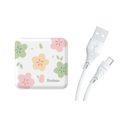 Yoobao Two Output Mini Cube 10000mAh Power Bank - White Blossom