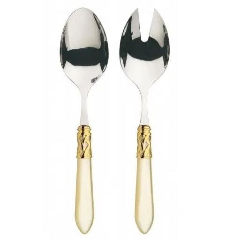 Bugatti Aladdin Gold Plated 2pc Salad Set - Ivory