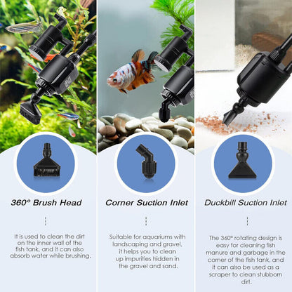 Hygger Aquarium Rechargeable Gravel Cleaner Kit - Black