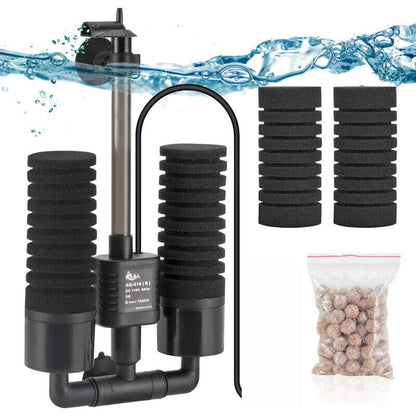 Hygger Aquarium Double Sponge Filter 3W - Black