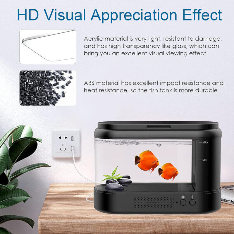 Hygger Small Betta Fish Tank with LED Light - Black