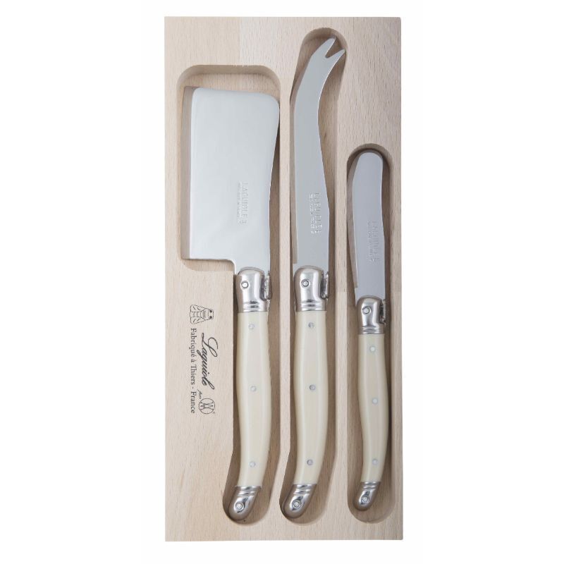 Andre Verdier Laguiole Debutant Ivory Cheese Knife Set 3 Piece- Ivory