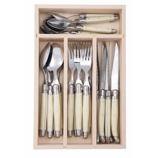 Andre Verdier Laguiole Debutant Ivory 24 Piece Cutlery Set 24 - Ivory