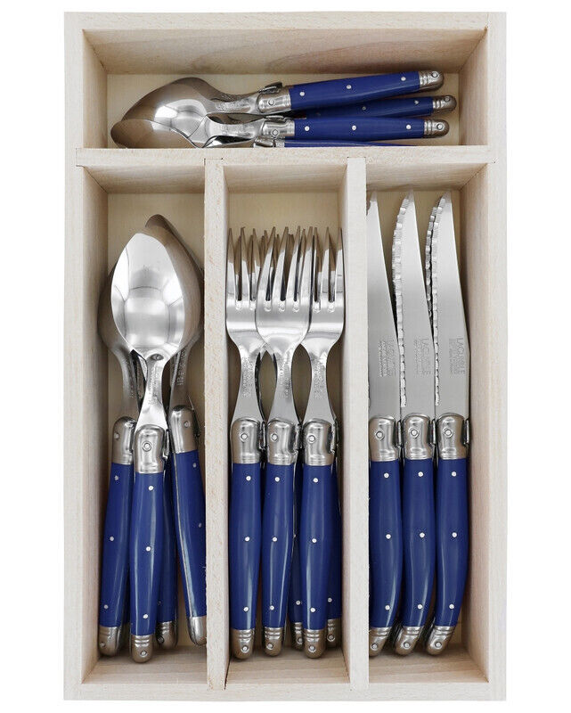 Andre Verdier Laguiole Debutant Blue 24 Piece Cutlery Set