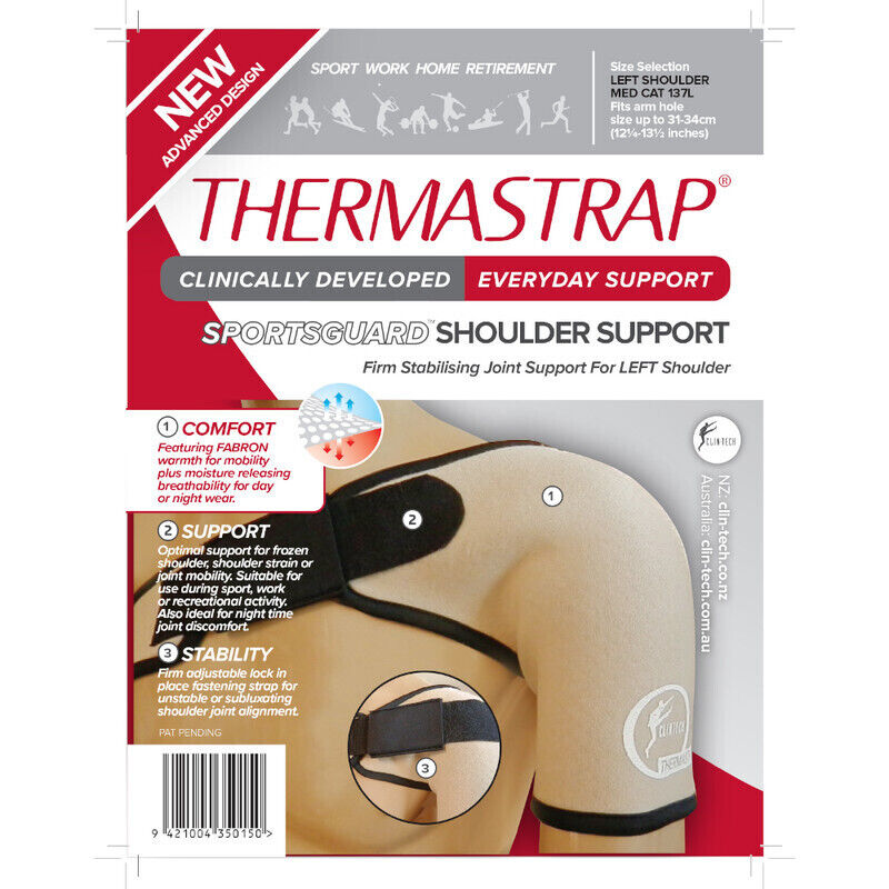 Thermastrap Sportsguard Left Shoulder Support Black- Medium