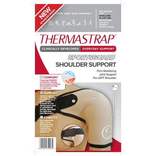 Thermastrap Sportsguard Left Shoulder Support Black  - Extra Large