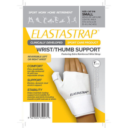 Elastastrap Compression Wrist & Thumb Strap White - Small