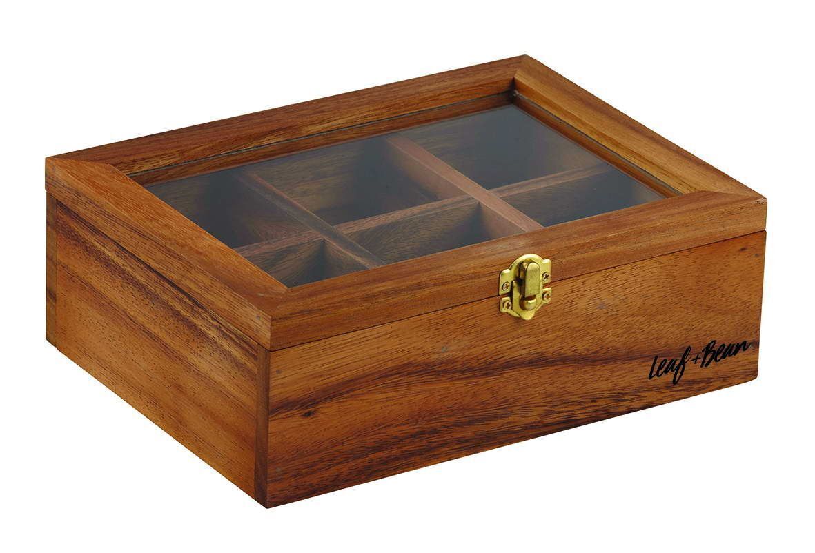 Leaf & Bean Acacia Wood Tea Bags Storage Box - D8000