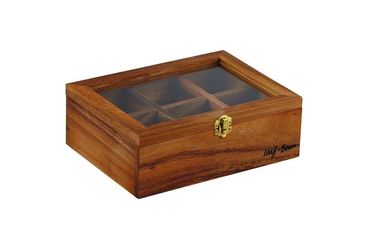 Leaf & Bean Acacia Wood Tea Bags Storage Box - D8000