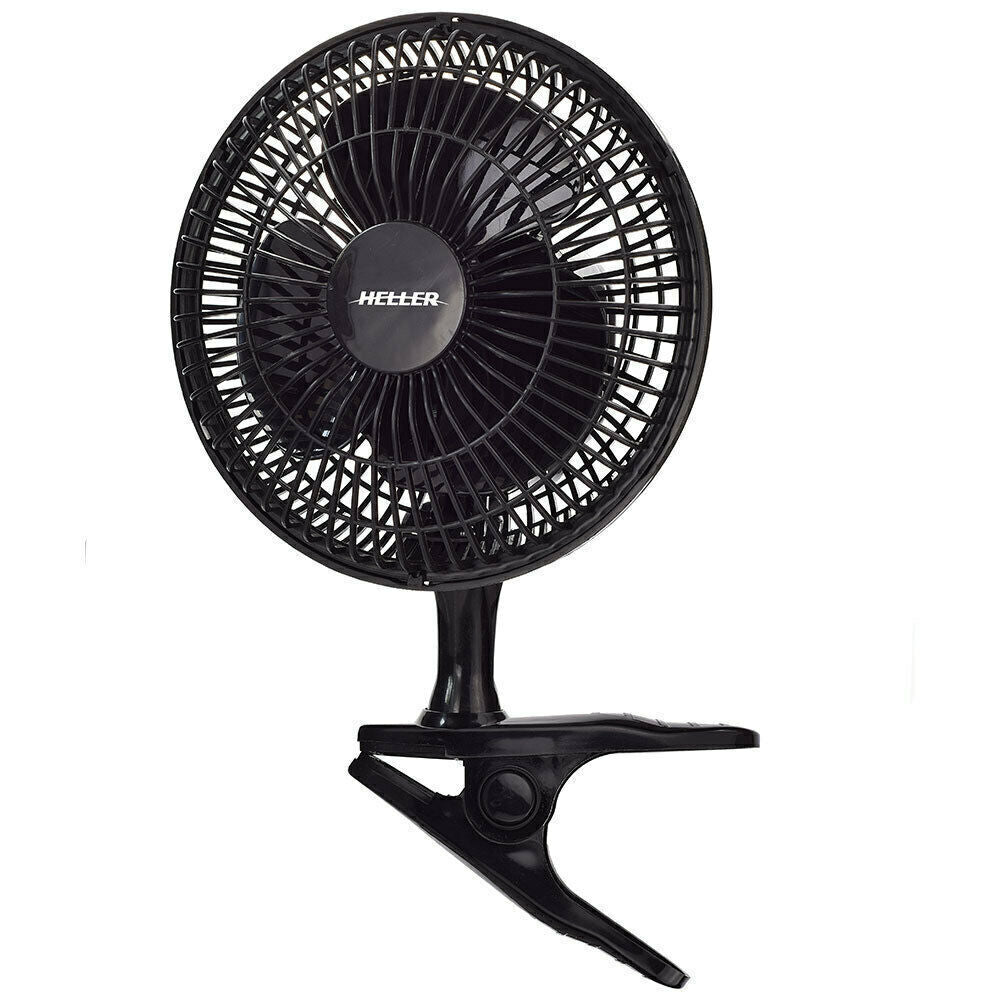 2x Heller 15cm Desk/Personal Clip Fan Tilt Air Cooling Cooler Black