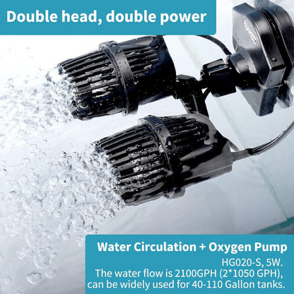 Hygger Double Head Wave Maker with Double Powerhead Pump 12W