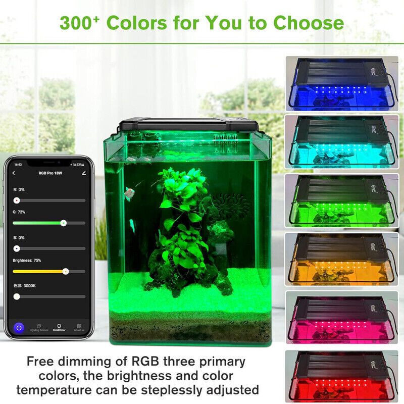 Hygger Aquarium Bluetooth LED Light 18W with App Control - Black