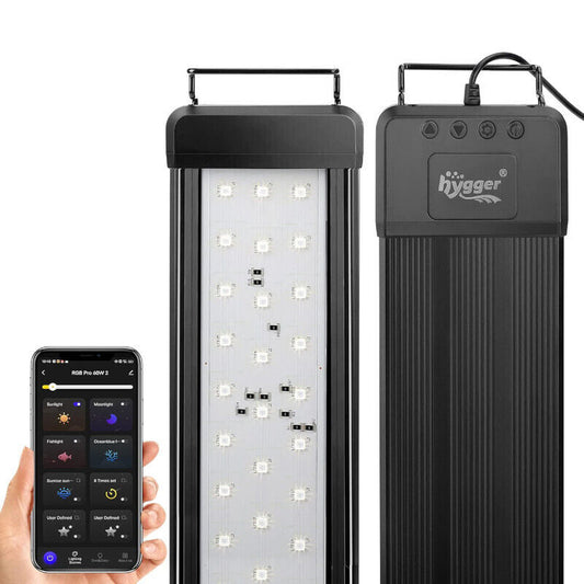 Hygger Aquarium Bluetooth LED Light 18W with App Control - Black