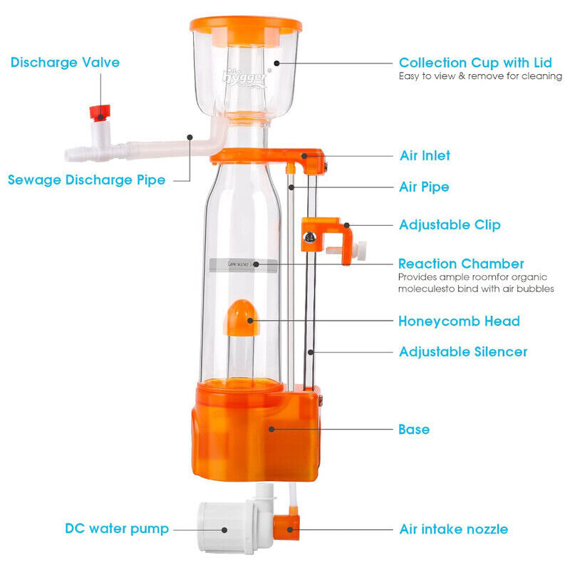 Hygger Internal Mini Protein Skimmer - Orange