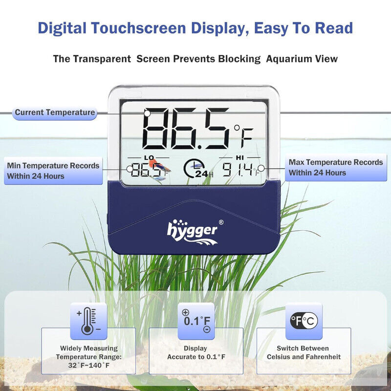 Hygger External Aquarium Thermometer S - White/Blue