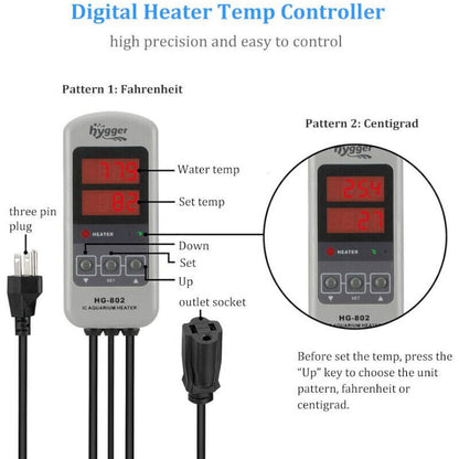 Hygger Titanium Aquarium Heater for Salt Water 100W - Silver