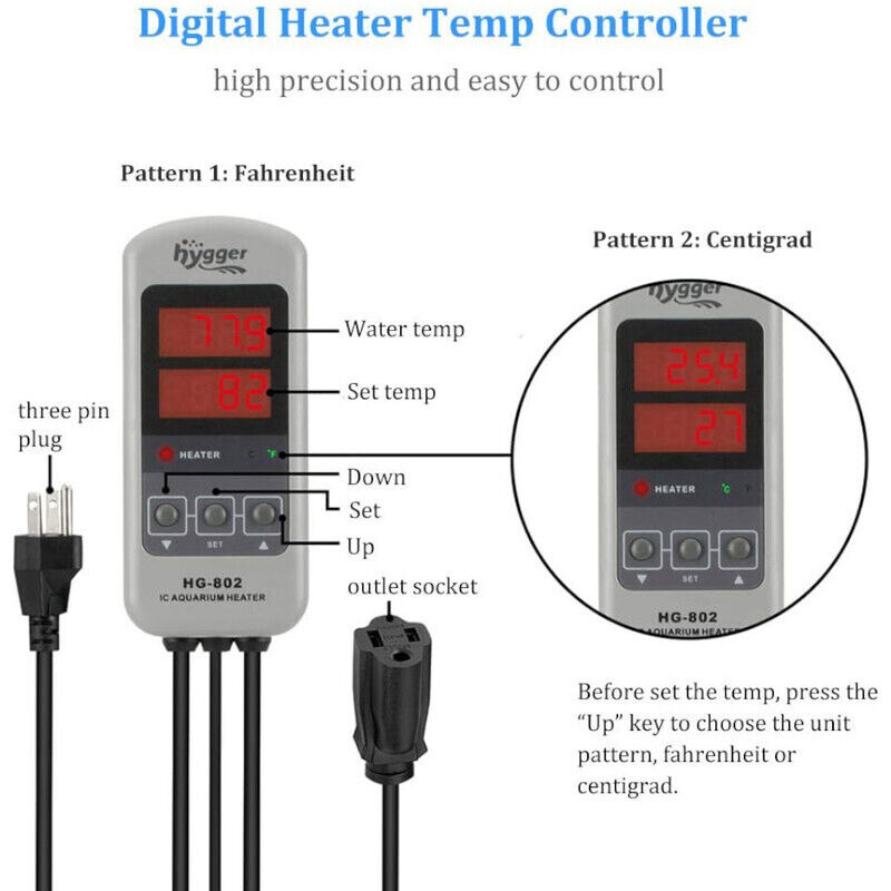 Hygger Titanium Aquarium Heater for Salt Water 200W - Silver