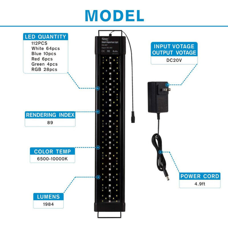 Hygger Planted Aquarium Lighting 36W - Black