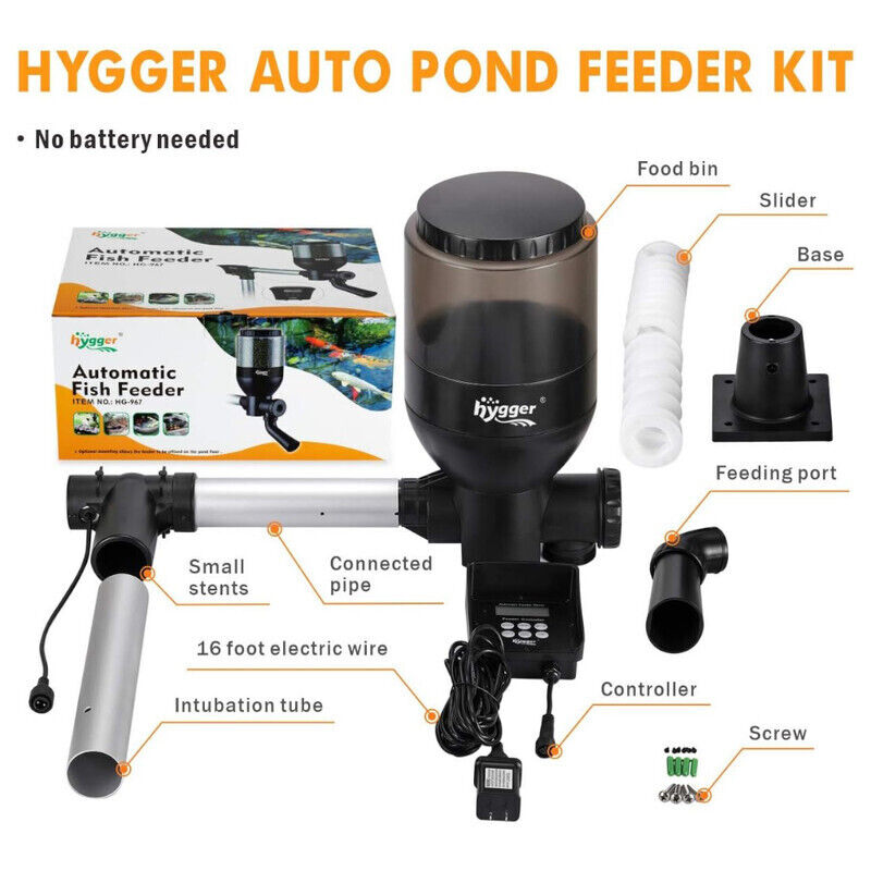 Hygger Automatic Pond Fish Feeder - Black