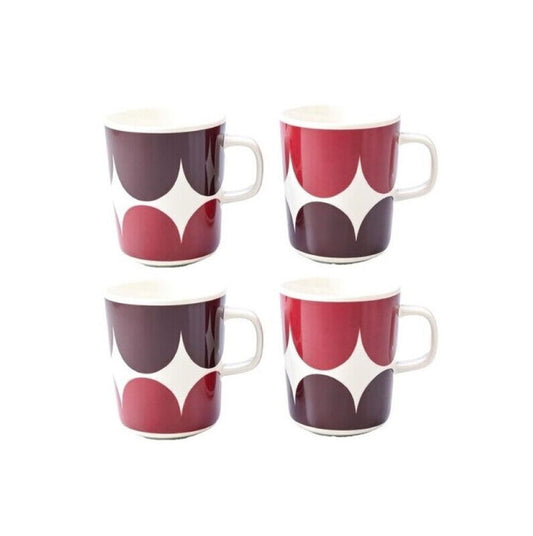 Marimekko Oiva / Harka Mug 4 Piece Set - White/Red