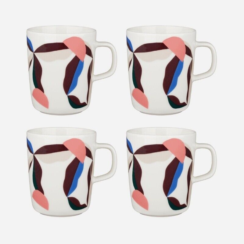 Marimekko Oiva/Berry 4 Piece Mug Set - Berry