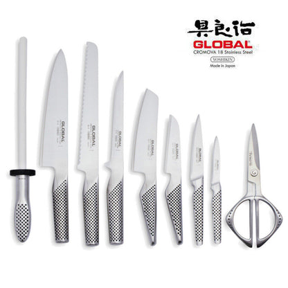 Global Takashi 10 Piece Stainless Steel Japanese Knife Block Set 79589 with Bonu