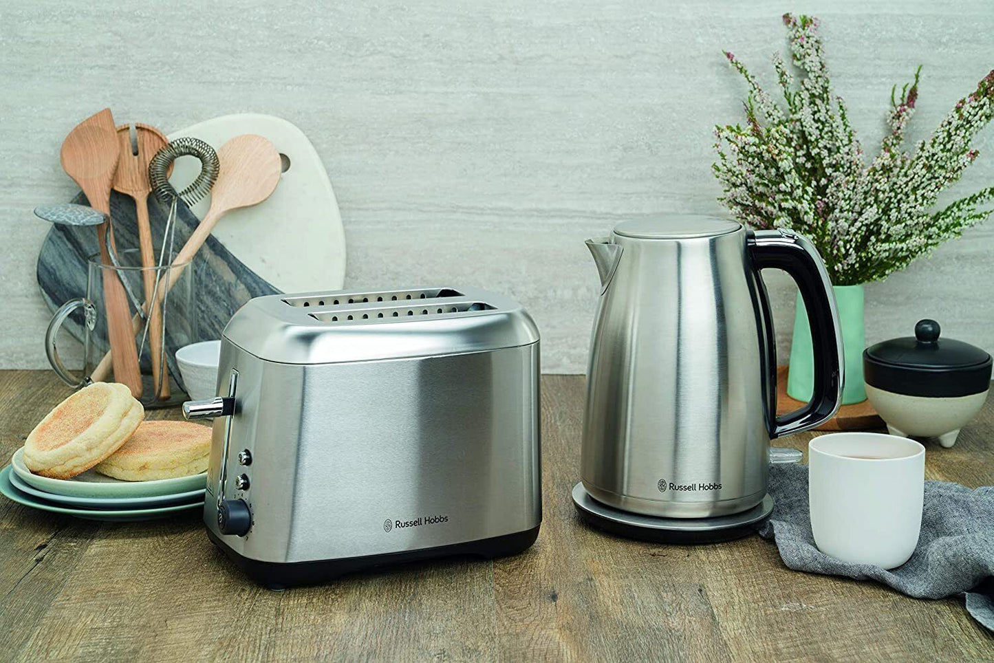 Russell Hobbs Carlton 1.7L Kettle and 2 Slice Toaster Set - Brushed Stainless St