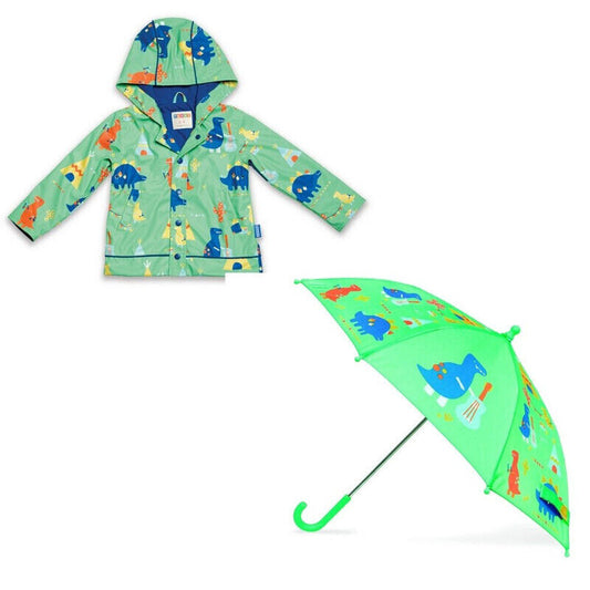 Penny Scallan Umbrella & Raincoat Size 1-2  Dino Rock