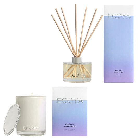 Ecoya Coconut & Elderflower Candle and Diffuser Set-MARE2307