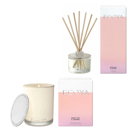 Ecoya Sweet Pea & Jasmine Madison Candle and Diffuser Set