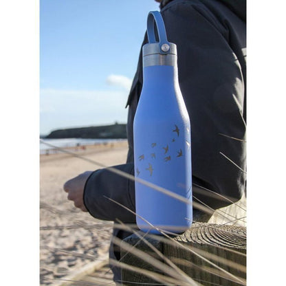 O'Helo Blue Bottle With Etched Swallow 500ml