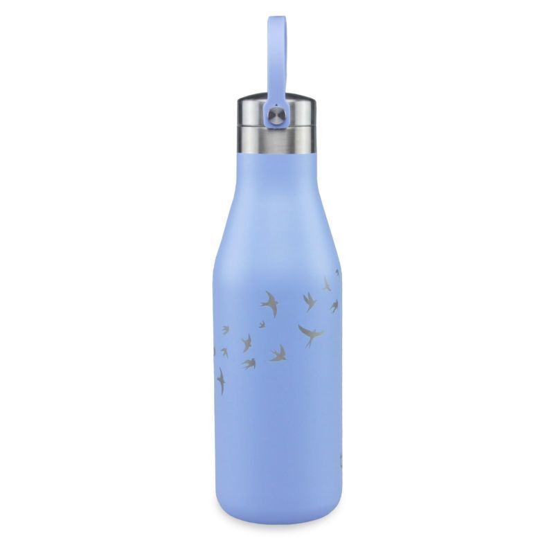 O'Helo Blue Bottle With Etched Swallow 500ml