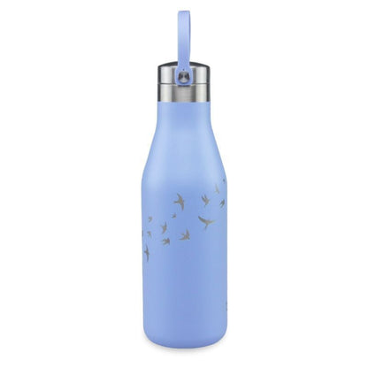 O'Helo Blue Bottle With Etched Swallow 500ml