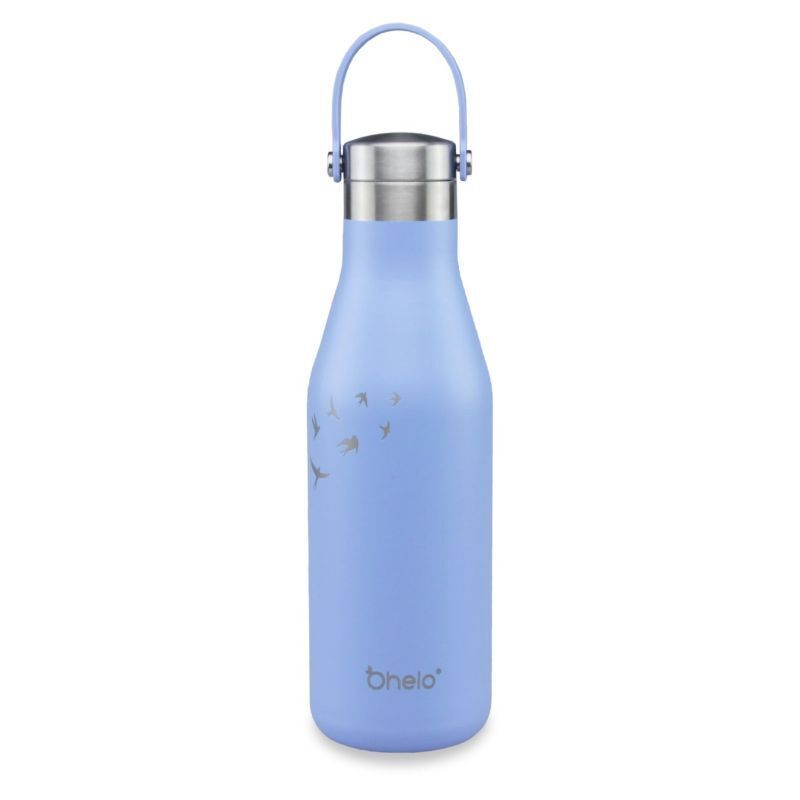 O'Helo Blue Bottle With Etched Swallow 500ml