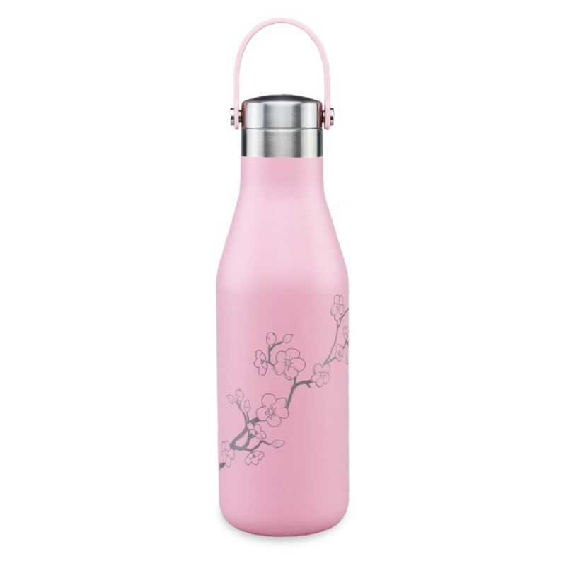 O'Helo 500ml Double Walled Insulated Drink Bottle With Etched Blossoms - Pink