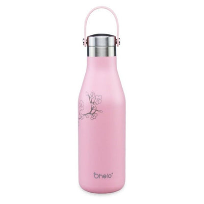 O'Helo 500ml Double Walled Insulated Drink Bottle With Etched Blossoms - Pink