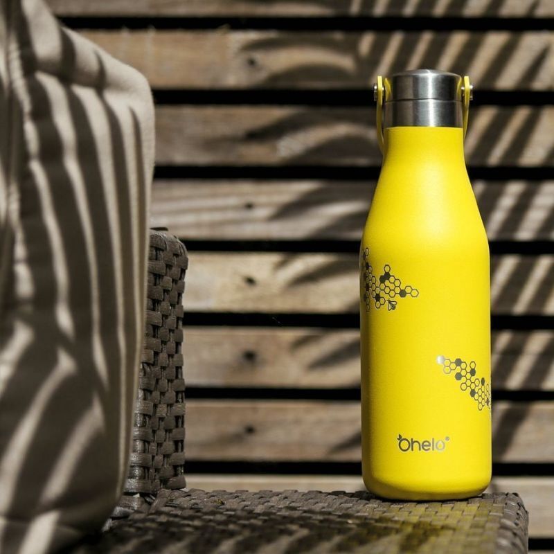 O'Helo Yellow Bottle With Etched Bees 500ml