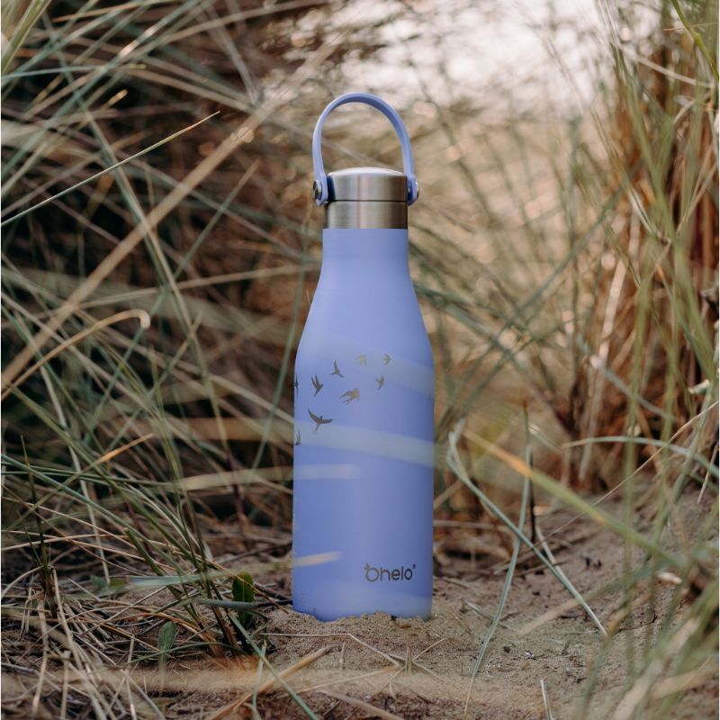 O'Helo Blue Bottle & Tumbler With Etched Swallow - OH-BT-BE-SWA