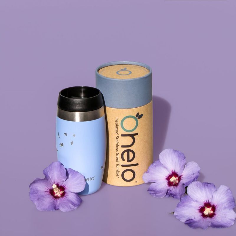 O'Helo Blue Tumbler With Etched Swallows 400ml