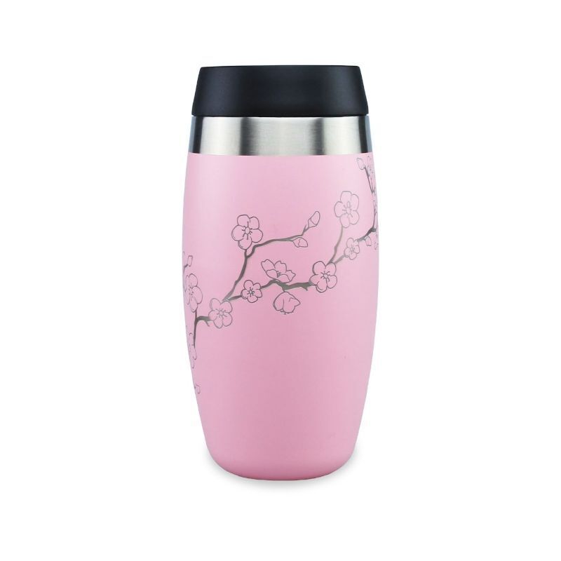 O'Helo 400ml  To-Go Tumbler With Etched Blossoms - Pink