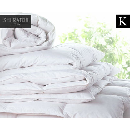 Sheraton Luxury 400gsm Goose Feather & Down King Bed Quilt - White