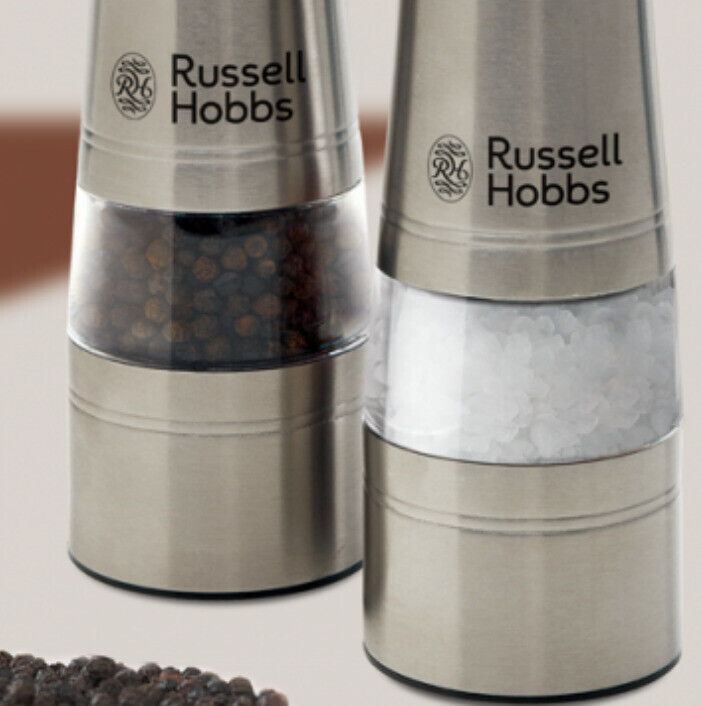 Russell Hobbs Electric Salt and Pepper Mills Grinders Battery Operated Set